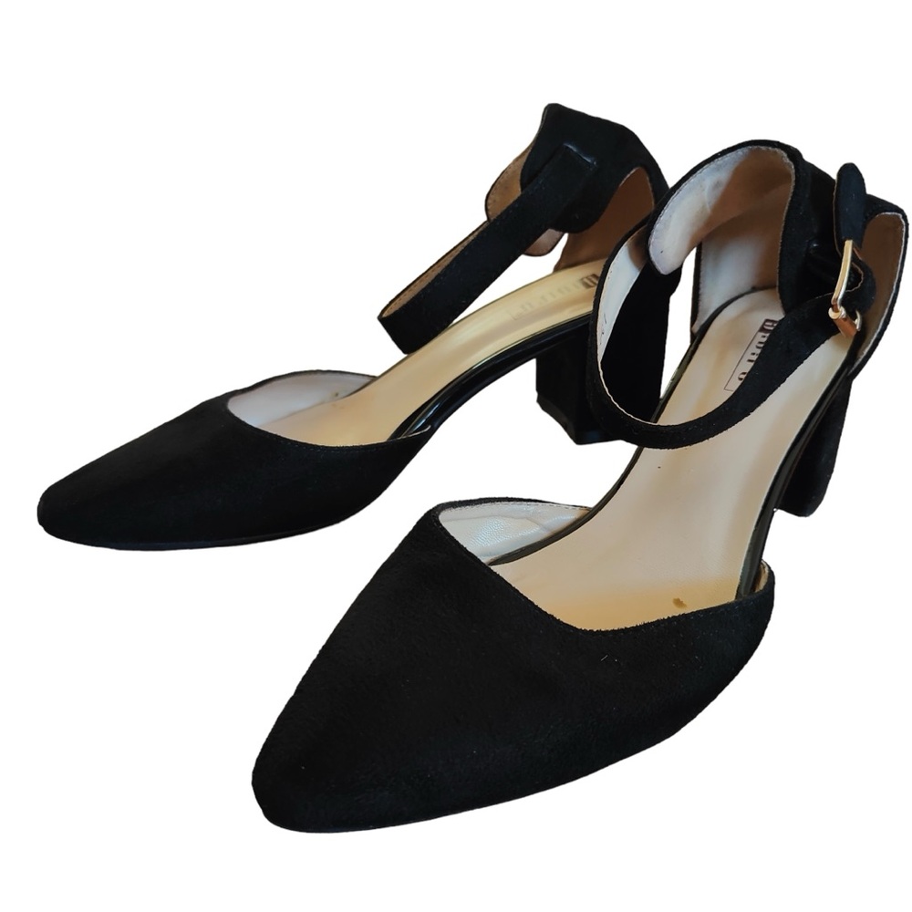 Didifu Women’s Size 7 Black Faux Suede Ankle Buckle Low Heel Sandals